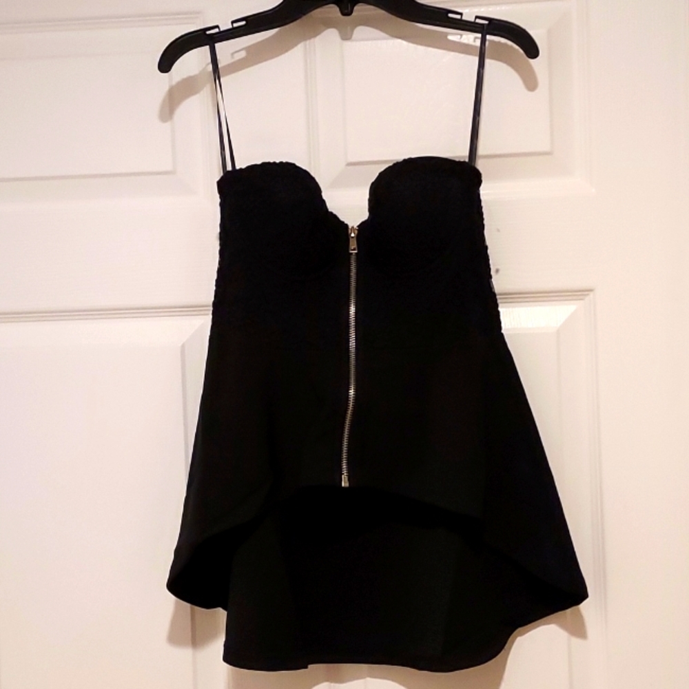 NWOT Women's Lili Pink Size S Black Zip Up Front Bustier 💥